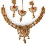 Store_of_arts (pp creations) Exquisite Temple Choker Necklace Set ? Traditional Gold-Plated Jewelry with Intricate Design - Fast Shipping to USA & Canada