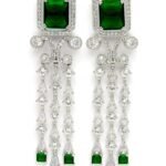 Karatcart Luxurious Green American Diamond Stone Drop Earrings in Silver Plating for Women - Fast Shipping to USA & Canada