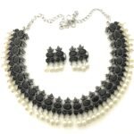Sasitrends Oxidized German Silver Stone Studded Jewellery Pearl Necklace Set for Women and Girls - Fast Shipping to USA & Canada