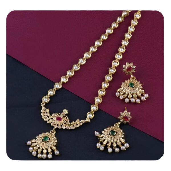 Fashion Frill Necklace Set For Women | Gold Plated Jewelry Set | Floral Jewelry Set for Haldi | Temple jewelry set for women traditional - Fast Shipping to USA & Canada