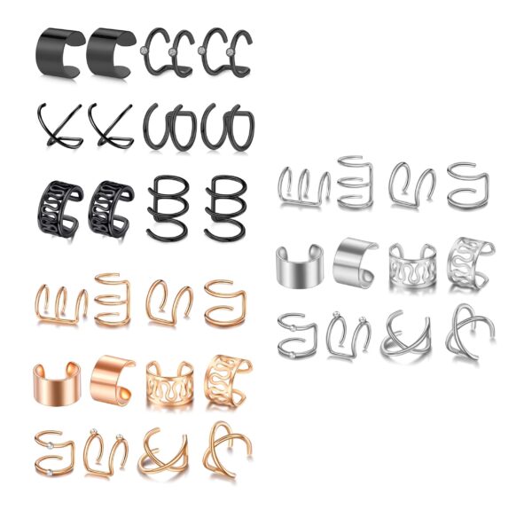 YouBella Fashion Jewellery Gifts Latest Stylish Combo Clip On Ear Cuff Earrings set for Women Girls Men Boys Punk Non-Piercing Earings Ear rings - Fast Shipping to USA & Canada