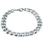 Fashion Frill Stylish Silver Plated Stainless Steel Chain Style Silver Bracelet For Men Boys Mens Bracelets 8.5 Inches - Fast Shipping to USA & Canada