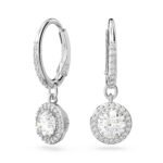 Swarovski Womens Una Drop Earrings, Round Cut, Pav?, White, Rhodium Plated - Fast Shipping to USA & Canada