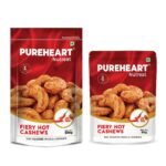 Pureheart Nutreat Fiery Hot Cashews (Pack of 200 g & 80 g), Premium Spicy Roasted Masala Cashew Nuts/Kaju Dry Fruit | Protein & Fiber Rich Chili Cashews| Crunchy Snack | No Artificial Colors, Flavors - Fast Shipping to USA & Canada