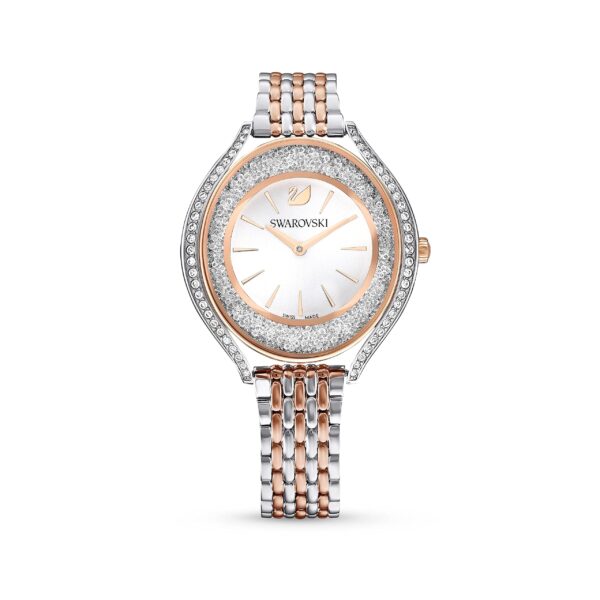 Swarovski Crystalline Aura Watch, Swiss Made, Metal Bracelet, Rose Gold Tone, Mixed Metal Finish - Fast Shipping to USA & Canada