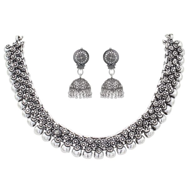 Sasitrends Oxidized German Silver Necklace with Earrings Jewellery Set for Women and Girls - Fast Shipping to USA & Canada