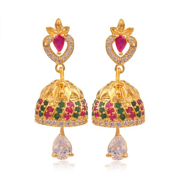 Karatcart Green and Pink Stone Faux Kundan Earrings for Women - Fast Shipping to USA & Canada
