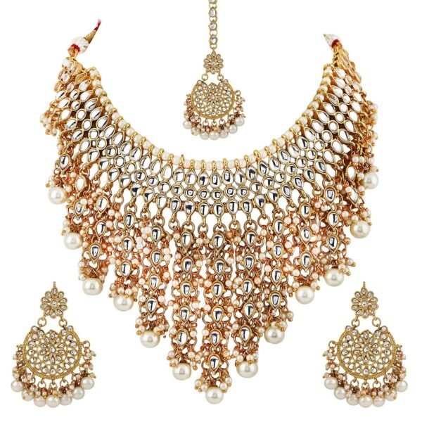 Shining Diva Fashion Latest Stylish Choker Traditional Pearl Kundan Necklace Jewellery Set for Women - Fast Shipping to USA & Canada