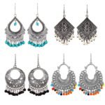 YouBella Jewellery Oxidized Silver Stylish Combo of Four Afghani Kashmiri Traditional Jhumka Multicolor Earrings for Girl's and Women' - Fast Shipping to USA & Canada