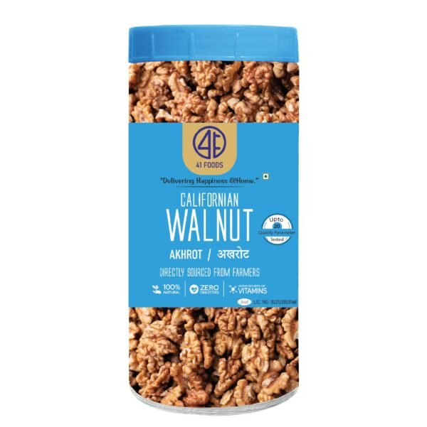41 FOODS Natural Fresh Walnut Kernels Akhrot Giri Jumbo Raw Crunchy Nutritious Antioxidants Omega-3 Protein Healthy Snack Desserts Extra Light Ready to Eat Dry Fruit and nuts 200Gm - Fast Shipping to USA & Canada