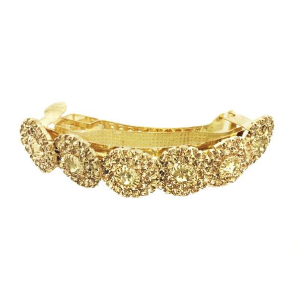 Accessher Gold Plated Rhinestone Hair Barrette/Clutch Clip - Fast Shipping to USA & Canada