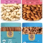 41 FOODS Premium Dry Fruits and Nuts Combo of Healthy Fresh Cashews Almonds Walnuts Figs Nutritious Badam Kaju Akhrot Anjeer 200Gm X 4 800Grams - Fast Shipping to USA & Canada