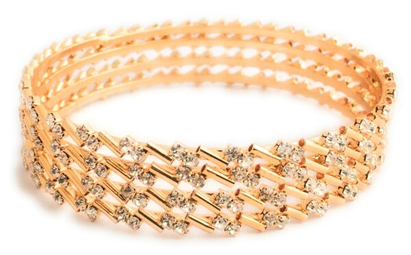 Sasitrends Copper One Gram Gold Plated Stone Bangles for Women and Girls - Set of 4 - Fast Shipping to USA & Canada