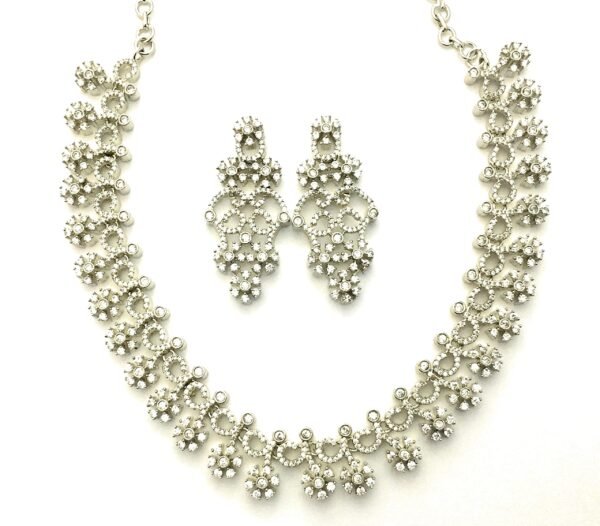 Sasitrends Traditional American Diamond Jewellery Set for Women and Girls | Rosegold Rhodium Silver Plated AD Necklace Set for Women | Anniversary Gift for Wife and Birthday Gift for Girls and Women - Fast Shipping to USA & Canada