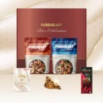 PUREHEART Pure Celebration Premium Wedding Gift Box | Dry Fruits Gift Hamper For Couples | Fruit & Nut and Salt & Sweet Nutmix (80g, each) | Bournville Chocolate & Wishing Card | Ganapati Diya - Fast Shipping to USA & Canada