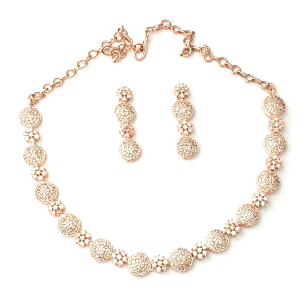 Sasitrends Stylish Rhodium Silver American Diamond Studded Necklace With Earring Jewellery Set For Women and Girls - Fast Shipping to USA & Canada