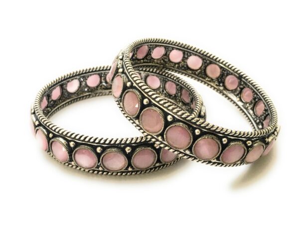 Sasitrends Ad Monalisa Stone Studded Oxidized German Silver Bangles for Women and Girls - Fast Shipping to USA & Canada
