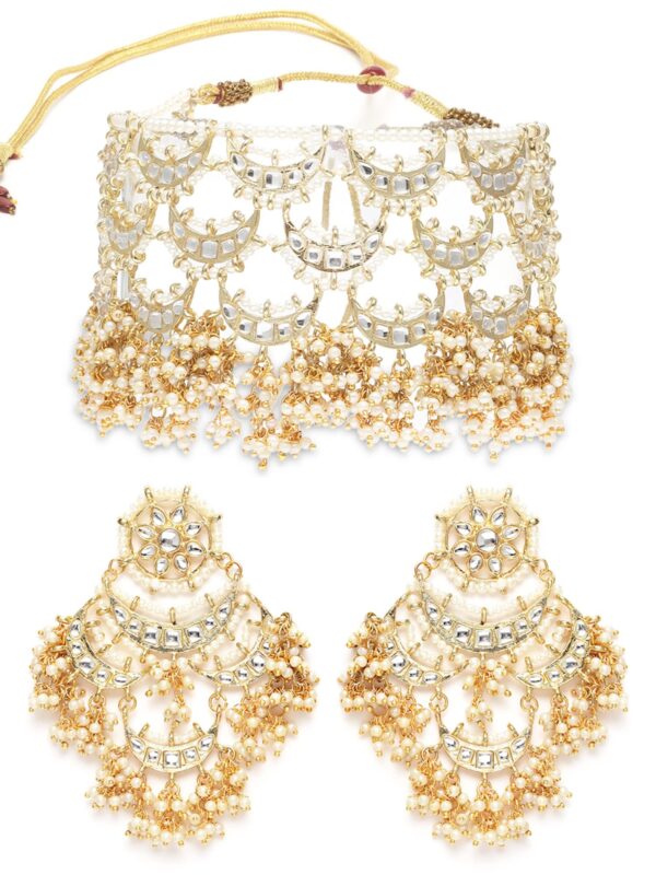 Karatcart Gold Plated Pearl Choker Necklace Set for Women - Fast Shipping to USA & Canada