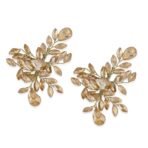 Rubans Handcrafted Golden & Silver Crystal Leaf Design Side Clip Hair Accessory Set of 2 for Women ? Perfect for Brides & Special Occasions - Fast Shipping to USA & Canada