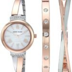 Anne Klein New York Swarovski Crystal Accented Rose Gold-Tone and Silver-Tone Analogue Women's Bangle Watch and Bracelet Set AK/2245RTST - Fast Shipping to USA & Canada