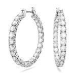Swarovski Womens Matrix Hoop Earrings, Round Cut, White, Rhodium Plated - Fast Shipping to USA & Canada