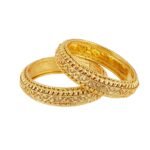 ZENEME Bangle Gold Plated American Studded Royal Style Broad Golden Antique Kada Bangle Jewellery Combo Of 2 For Girls & Women - Fast Shipping to USA & Canada