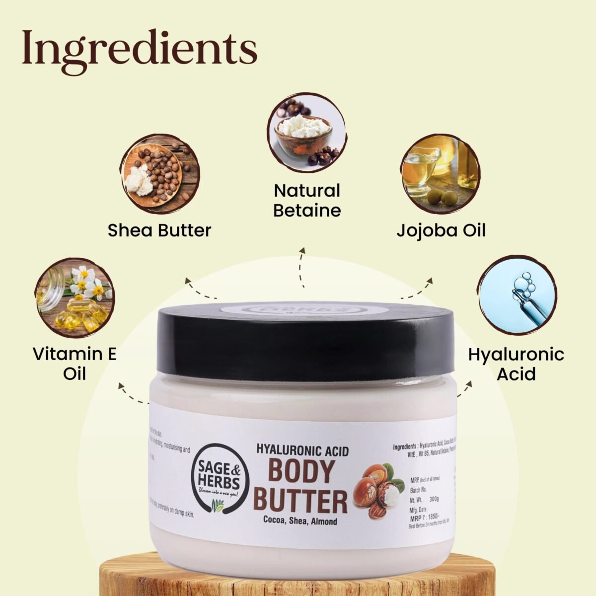 Sage & Herbs Hylauronic Acid Body Butter - Fast Shipping to USA & Canada - Image 2