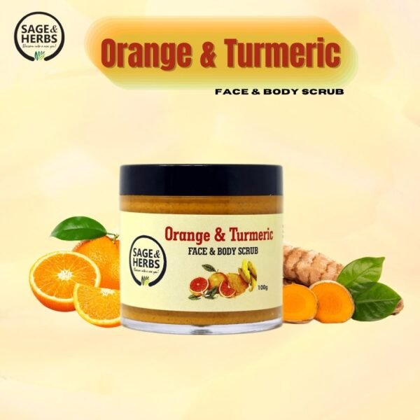 Sage & Herbs Orange & Turmeric Face & Body Scrub - Fast Shipping to USA & Canada