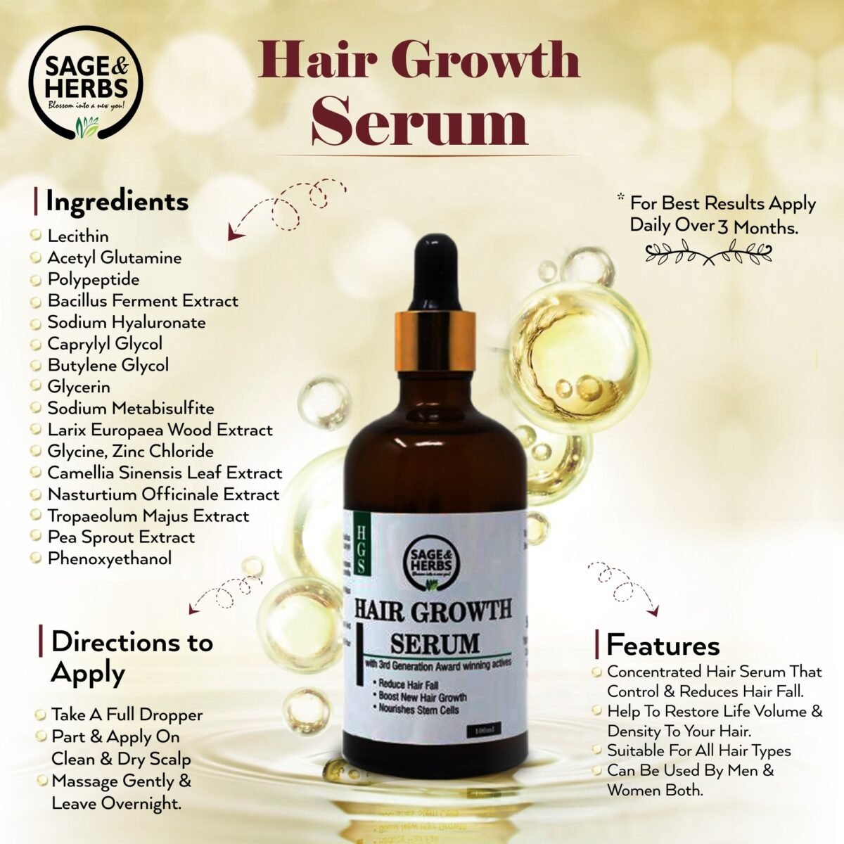 Sage & Herbs Best Hair Serum For Hair Growth - Fast Shipping to USA & Canada - Image 2
