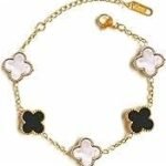 MEENAZ bracelet for woman chain Fashion Stylish Clover Bracelet for Women & Girls | Van Cleef | Aesthetic Jewellery | Valentine Gift for Girlfriend & Wife Adjustable Wrist Band |anti tarnish rose gold - Fast Shipping to USA & Canada