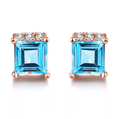 Nilu's Collection Dailywear Blue Crystal Studs for Baby Girls Birthday Gifts - Fast Shipping to USA & Canada