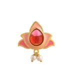 VOYLLA Forever More Floral Pink Stone and Pearls Ring|Enameled Ring For Women|Adjustable Ring|Wedding|Gift For Women| - Fast Shipping to USA & Canada - Image 2