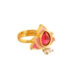VOYLLA Forever More Floral Pink Stone and Pearls Ring|Enameled Ring For Women|Adjustable Ring|Wedding|Gift For Women| - Fast Shipping to USA & Canada - Image 5