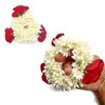 Diversa Artificial Gajra Flower Scrunchies For Hair Bun, Bracelet, Juda, and Ponytail Wedding Jewellery Reusable Fragrance Hair Mogra Gajra Tie For Women/Girls Gajra Scented Mogra (Red, Pack Of 3) - Fast Shipping to USA & Canada - Image 3