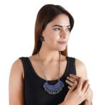 Shreyadzines Silver Oxidised Beads Long Adjustable Vintage Traditional Meenakari Necklace Earrings Jewellery Set For Women and Girls - Fast Shipping to USA & Canada - Image 6