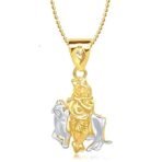 MEENAZ Shri Krishna God Pendant Gold Plated Cz in American Diamond with Chain for Men & Women,Girls Gp165 - Fast Shipping to USA & Canada - Image 2