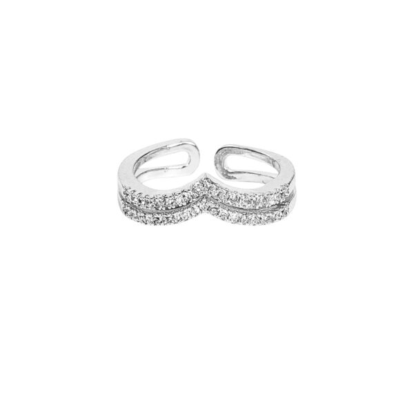 Nilu's Collection Silver Plated Adjustable Finger Ring for Women & Girls ? Elegant Sparkling American Diamond Studded Fashion Jewelry - Fast Shipping to USA & Canada