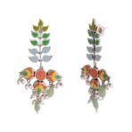 Voylla Traditional Brass Silver Oxidised plated Pastel Colourful Enamelled Embellished Leaf Design Beaded Long Dangle & Drop Earrings for Women and Girls - Fast Shipping to USA & Canada - Image 5