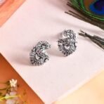Voylla Morni Mayuri Ear Studs|Oxidised|Party|EveryDay Wear|Studs Earrings for Women| - Fast Shipping to USA & Canada - Image 3