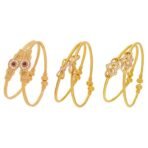 Brado 3 Pair Gold Plated AD Bangle Set - Fast Shipping to USA & Canada