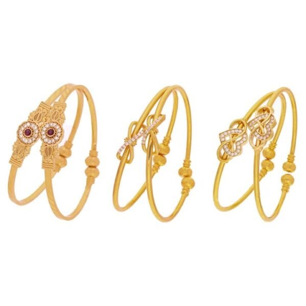 Brado 3 Pair Gold Plated AD Bangle Set - Fast Shipping to USA & Canada