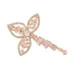 Mahi Rose Gold Plated Flower Studded Cubic Zirconia (CZ) Stone Brooch cum Saree Pin (BP1101206ZWhi) - Fast Shipping to USA & Canada - Image 5