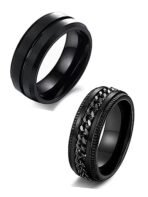 MEENAZ Black Stainless Steel Heart Love Couple Rings (Set of 2) - Fast Shipping to USA & Canada - Image 3