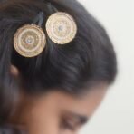 Pretty Ponytails Ethnic Traditional Pearl Mandala Flower Hand embroidered Handmade Hair Clips or Fancy Accessories for Kids or Girls for Wedding or Festivals - Fast Shipping to USA & Canada - Image 4