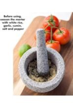 Mahi Store Mortar and Pestle Set Stone for Spices, Okhli Masher, Khalbatta, Kharal, Mixer, Natural & Traditional Grinder and Musal, Well Design for Kitchen 5.5 Inch (Grey) - Fast Shipping to USA & Canada - Image 5