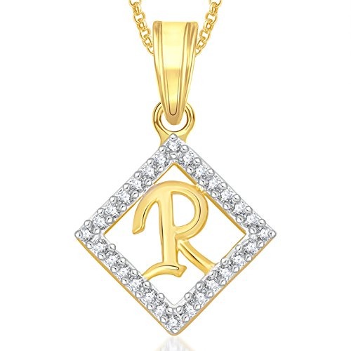 MEENAZ Valentine Gifts Gold Plated 'R' Letter Pendants Alphabet Pendant with Chain for Men,Wo. - Fast Shipping to USA & Canada