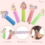 ANNA CREATIONS 5 Pack Telephone Wire Hair Band for Kids Elastic Spiral Hair Ties for Girls Cute Cartoon Braids Ponytail Holder Maker Kids Hair Accessories for Girls (Unicorn-Ponytail Ribbon-5) - Fast Shipping to USA & Canada - Image 4