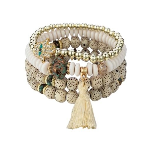 MEENAZ Bracelet for women stylish Fashion Bohemian bracelet for girls stylish Stackable Multilayer Hamsa Hand Evil Eye I Love You Bracelets Multicolor Crystal Charm Beaded Bracelet for Women Girls - Fast Shipping to USA & Canada