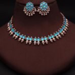 Brado Rose Gold AD Stone Choker Necklace Set with Earrings - Fast Shipping to USA & Canada - Image 7