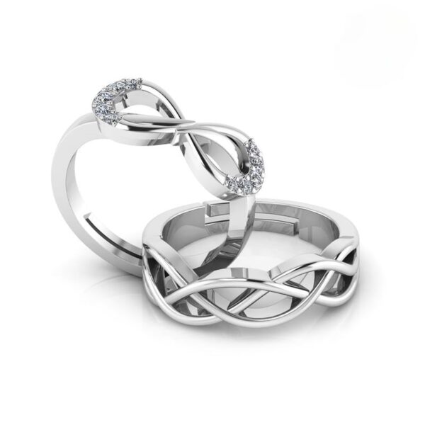 Miss Highness Pure 925 Sterling Silver Ring Rhodium Plated Minimal Jewelry Hallmark with Size Adjustable Birthday Anniversary Gift for Women and Men Couple Rings CZ AAA+ Diamond(Variation-CR-03) - Fast Shipping to USA & Canada
